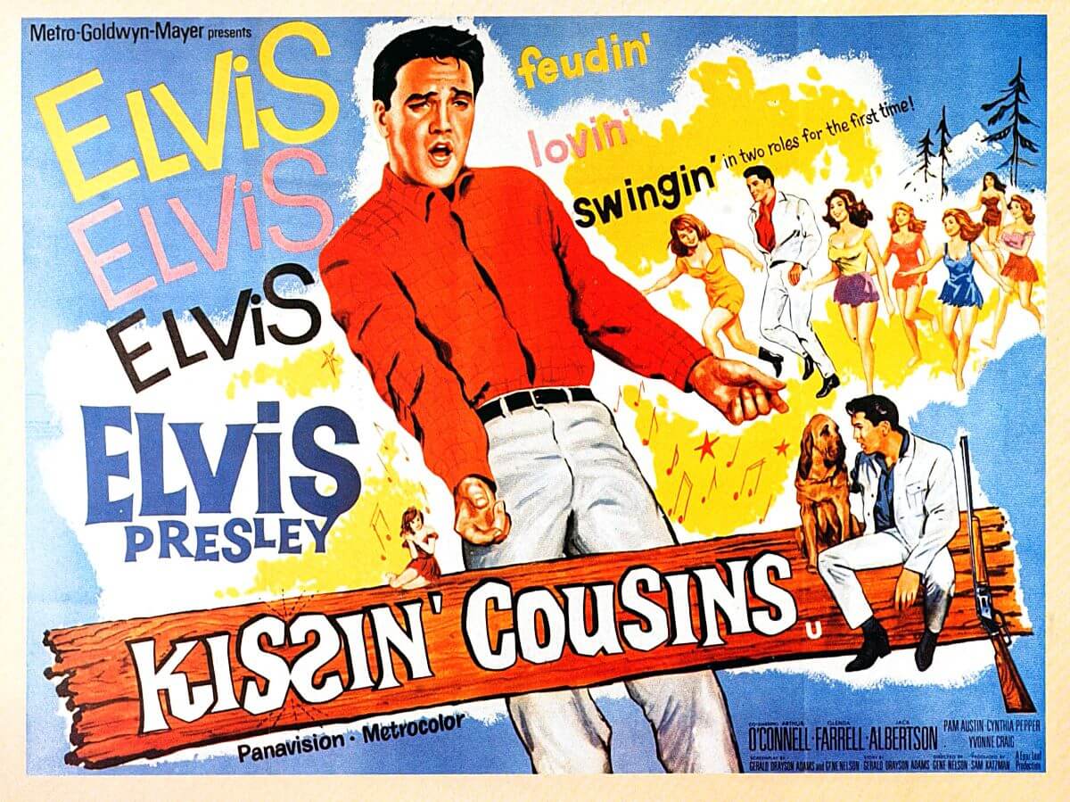 Elvis porte une chemise rouge sur une affiche du film