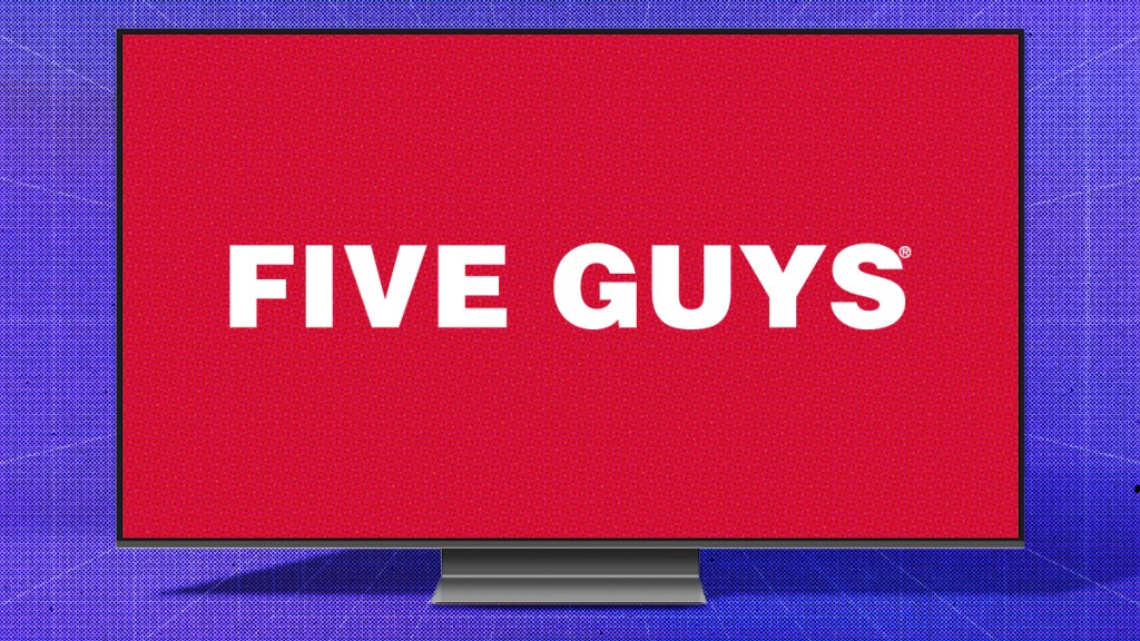 Image du logo Five Guys à la télévision.