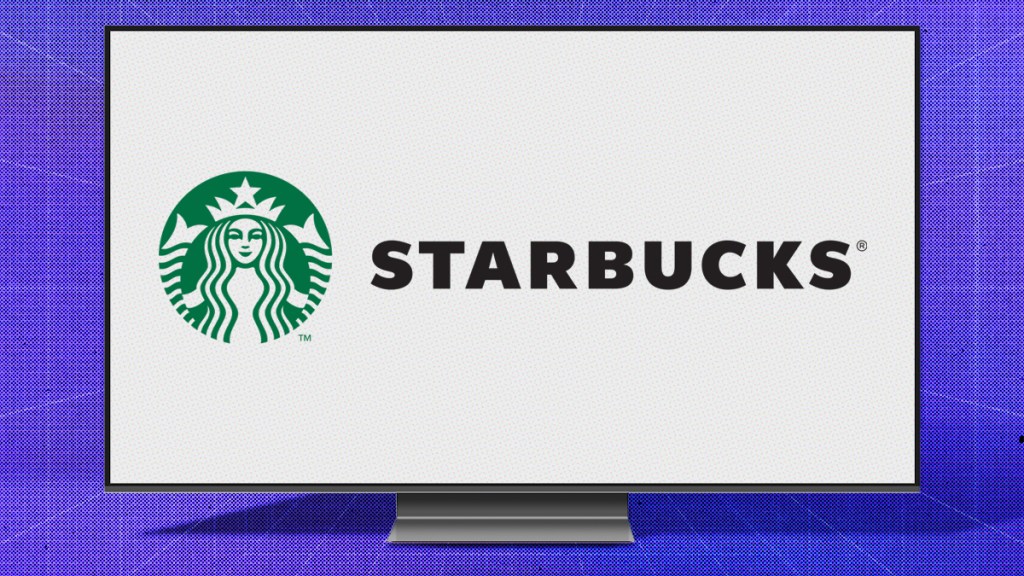 Logo Starbucks à la télévision.