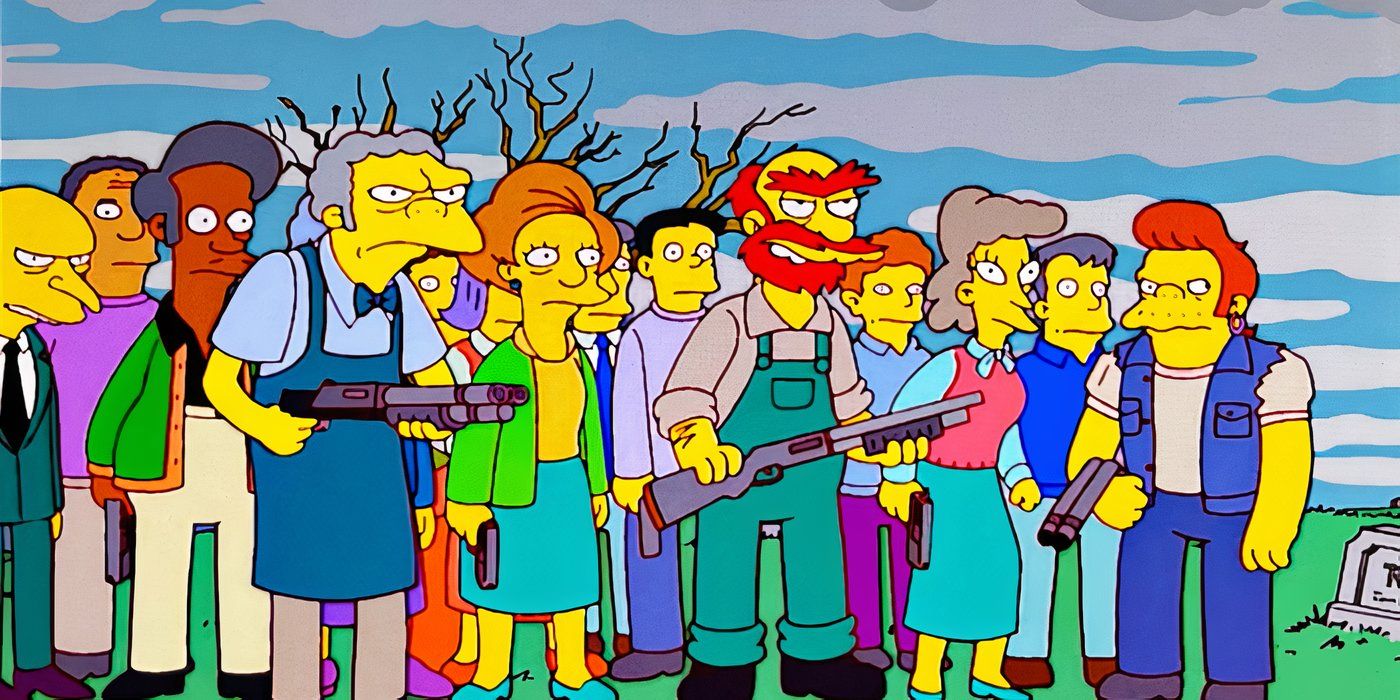 Une foule armée en colère dans 