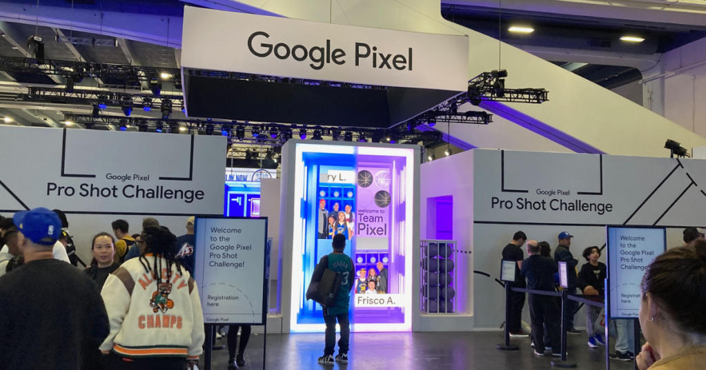 Le tunnel menant à l'activation de Google Pixel au crossover NBA.