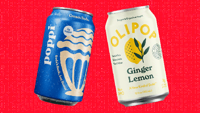 Canettes de poppi et d'olipop
