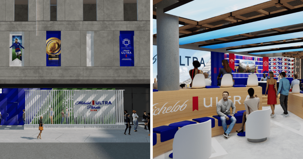 Rendu du club de pitchside de Michelob Ultra à New York.