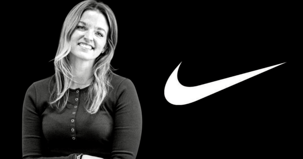 Le nouveau CMO de Nicole Nike aux côtés d'une image du Nike Swoosh