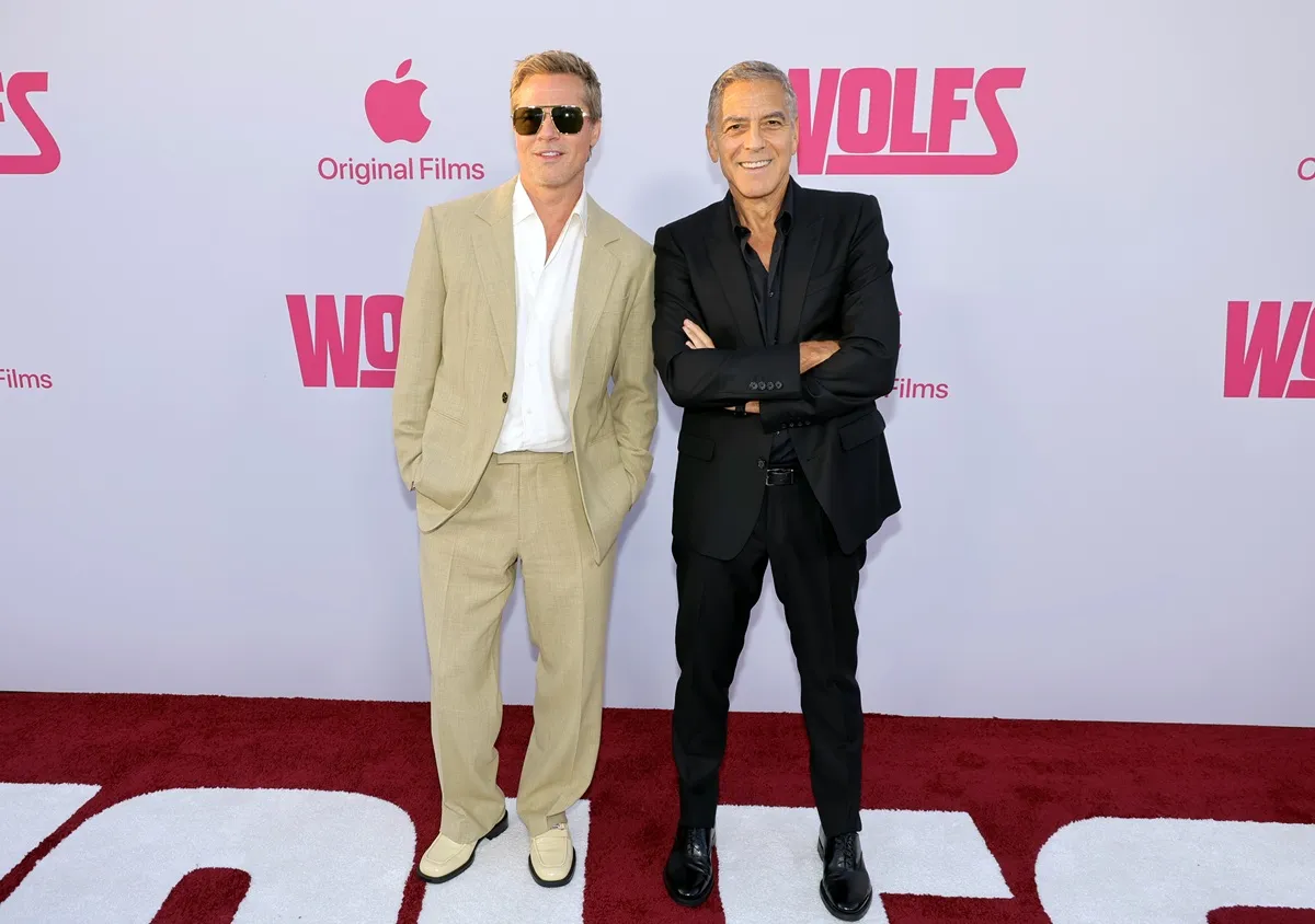 Brad Pitt et George Clooney assistent à la première à Los Angeles du film original Apple "Loups" au TCL Chinese Theatre le 18 septembre 2024