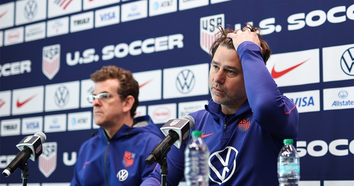 coupe-du-monde-fifa-annonceurs-2026 L'entraîneur-chef du football américain Mauricio Pochettino s'entretient avec les médias avant un match amical international contre le Portugal en mars.